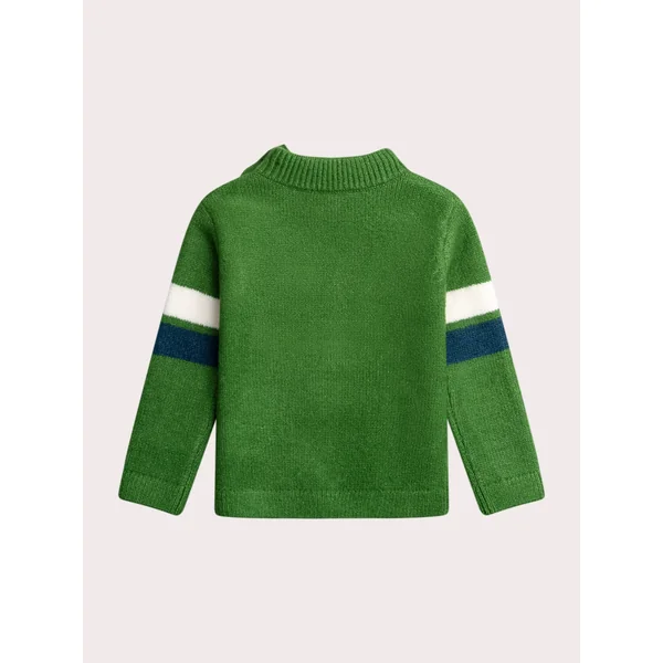 Pull en tricot vert avec jacquard renard - Soins Bébé Naturels & Produits Maman Après Naissance