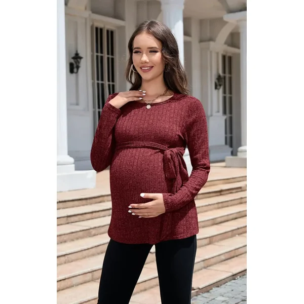 Pull Grossesse Tricot Cotelé Nouée