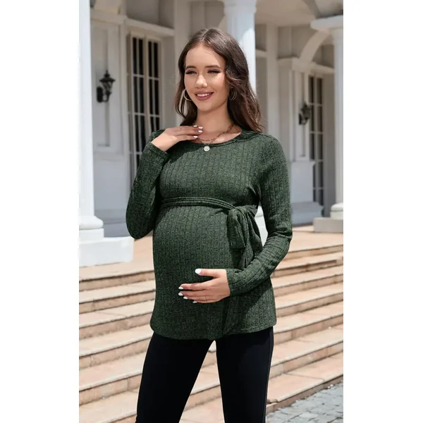 Pull Grossesse Tricot Cotelé Nouée