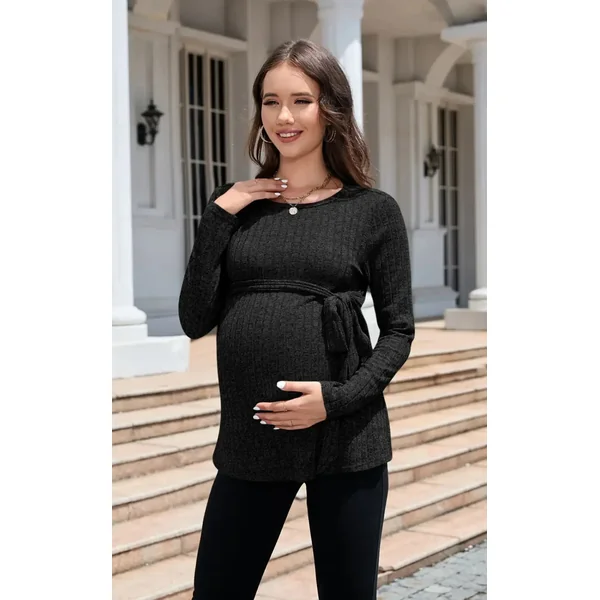 Pull Grossesse Tricot Cotelé Nouée