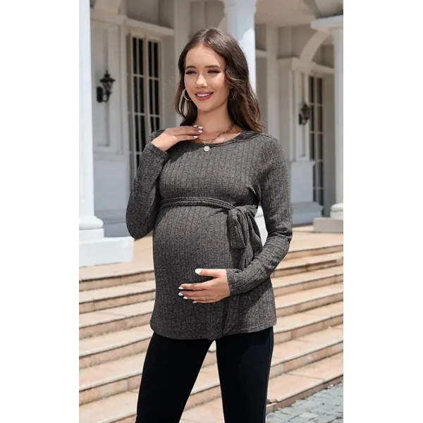 Pull Grossesse Tricot Cotelé Nouée