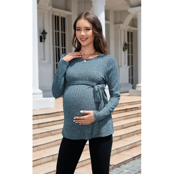 Pull Grossesse Tricot Cotelé Nouée