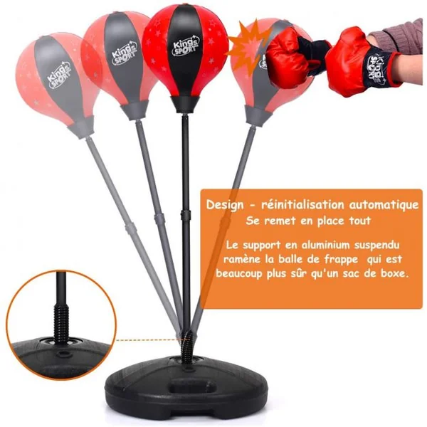 Punching Ball sur Pied pour Enfant pour Enfants gés de 5 Ans Réglable en Hauteur 81-125CM