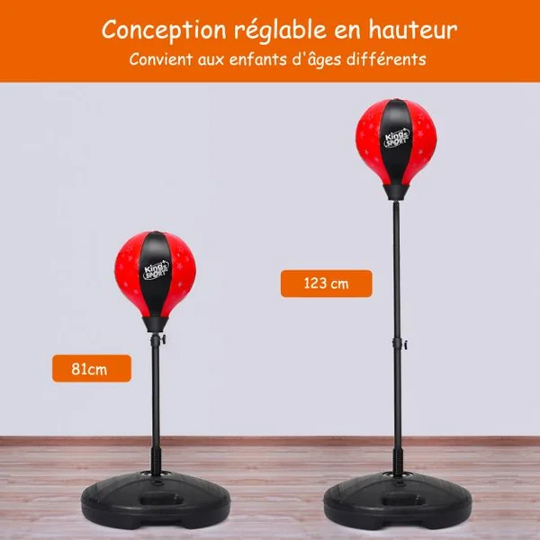 Punching Ball sur Pied pour Enfant pour Enfants gés de 5 Ans Réglable en Hauteur 81-125CM