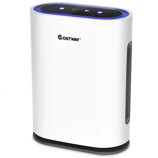 Purificateur D'air avec Filtre Hepa Fonction d'Ion Négatif Veille Minuterie 1-2-4-8h 4 Vitesses 35x18x465cm Blanc