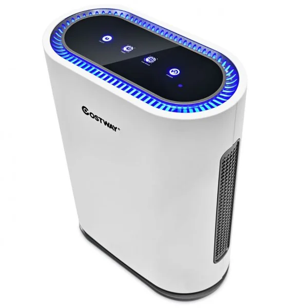 Purificateur D'air avec Filtre Hepa Fonction d'Ion Négatif Veille Minuterie 1-2-4-8h 4 Vitesses 35x18x465cm Blanc