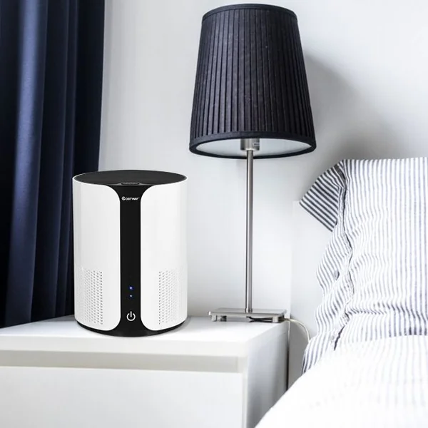 Purificateur D’air Silencieux et Puissant Cadr 150m3/h Réglables à 3 Vitesses Superficie 18m² 21x21x28cm Blanc+Noir