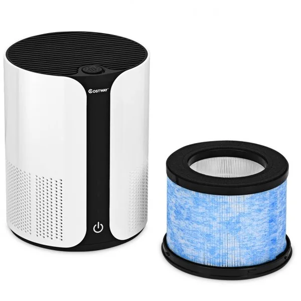 Purificateur D’air Silencieux et Puissant Cadr 150m3/h Réglables à 3 Vitesses Superficie 18m² 21x21x28cm Blanc+Noir