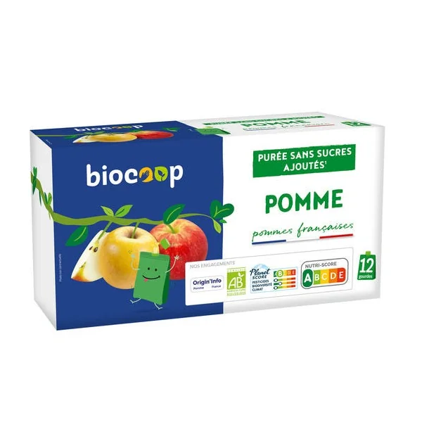 Purée de pommes sans sucres ajoutés 12x90g