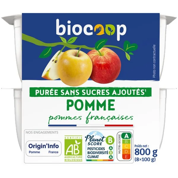 Purée de pommes ss sucres ajoutés 8x100g