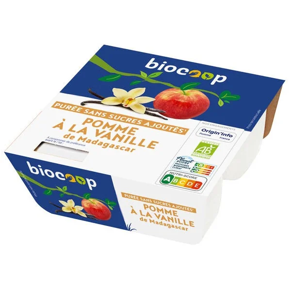 Purée sans sucres ajoutés pomme vanille de Madagascar 4x100g