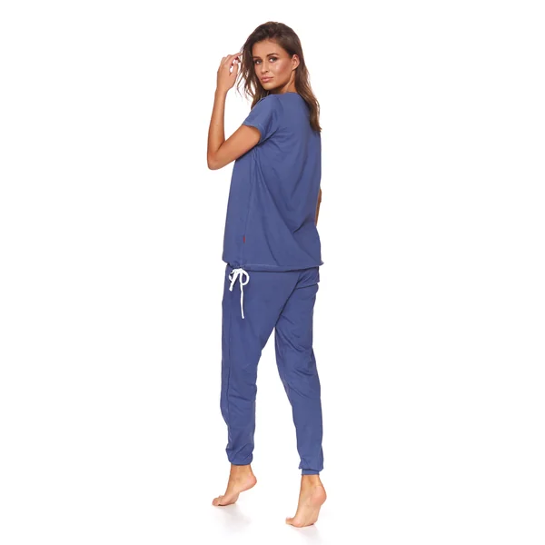 Pyjama de grossesse et d'allaitement en coton oeko-tex - Fuschia/Bleu - Reste L