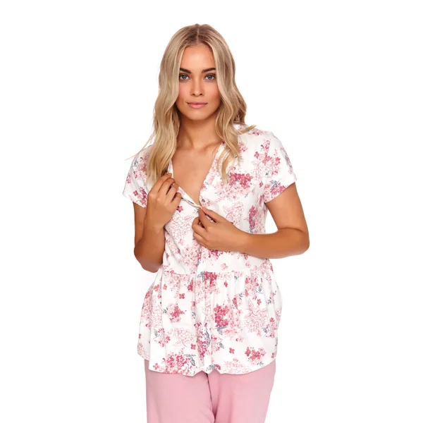 Pyjama fleuri de grossesse et d'allaitement en modal