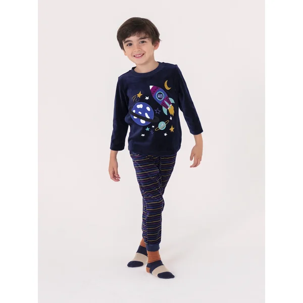 Pyjama phosphorescent en velours animation spaciale pour garçon - Soins Bébé Naturels & Produits Maman Après Naissance