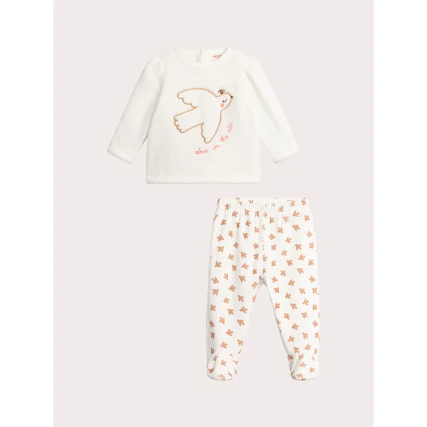 Pyjama écru en polaire pour bébé fille - Soins Bébé Naturels & Produits Maman Après Naissance