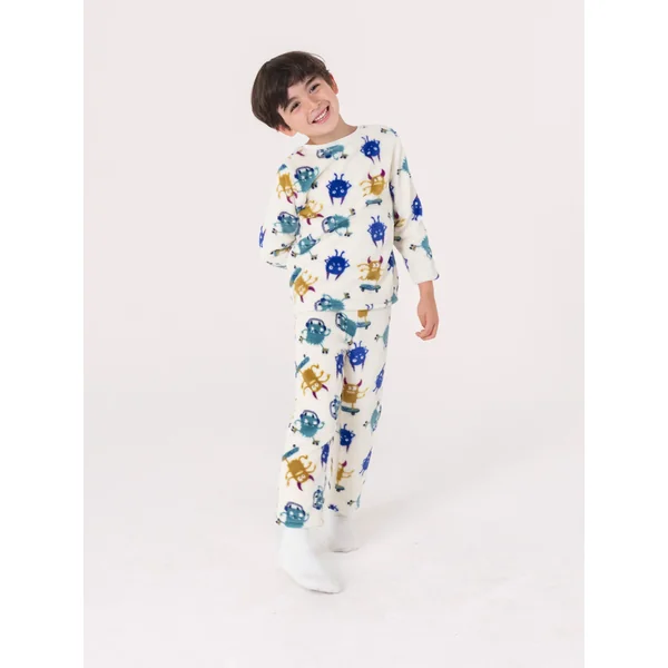 Pyjama écru en polaire pour garçon - Soins Bébé Naturels & Produits Maman Après Naissance