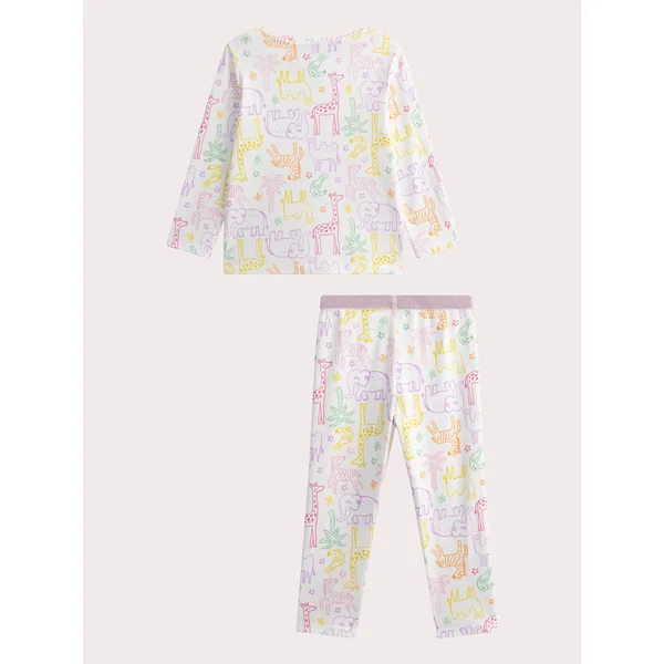 Pyjama écru imprimé animaux pour enfant fille - Soins Bébé Naturels & Produits Maman Après Naissance