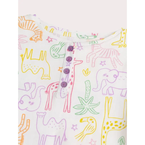 Pyjama écru imprimé animaux pour enfant fille - Soins Bébé Naturels & Produits Maman Après Naissance