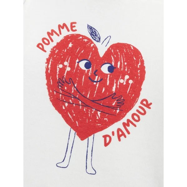 Pyjama écru à motif pomme d'amour pour fille - Soins Bébé Naturels & Produits Maman Après Naissance