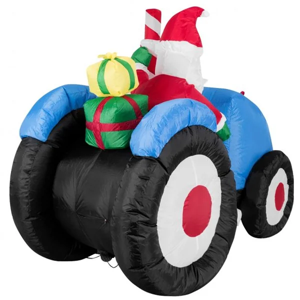 Père Noël Gonflable Décoratif 170 Cm Illuminé Par Led 2 Piquets de Sol + Cordes Ventilateur en Polyester Imperméable