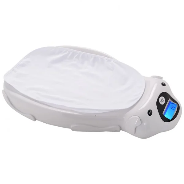 Pèse-bébé Balance Éléctrique pour Bébé Ecran LCD Musical avec Piles et Tapis Echelle Blanc