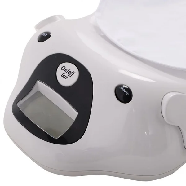 Pèse-bébé Balance Éléctrique pour Bébé Ecran LCD Musical avec Piles et Tapis Echelle Blanc