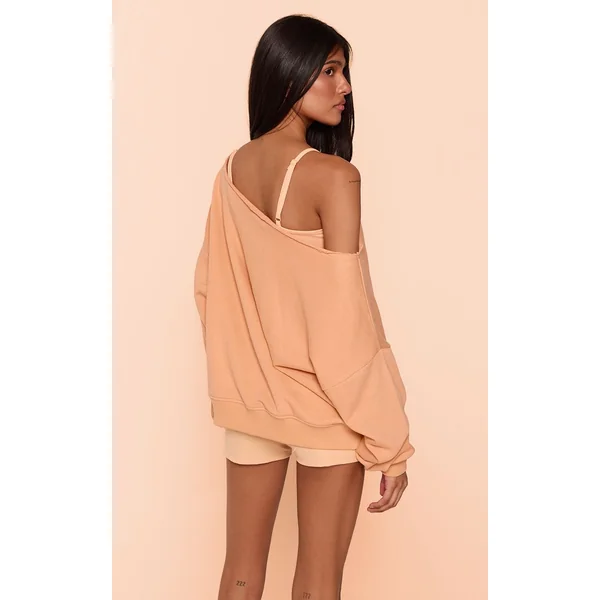 Pêche Sweat-shirt Oversize Épaules Dénudées