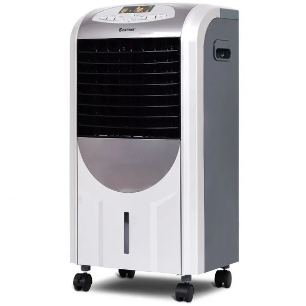 Rafraîchisseur d'Air avec Chauffage avec Télécommande 3 Vitesses Variables Minuterie 8H Réservoir d'eau 7L et 2 Conteneurs de Glace