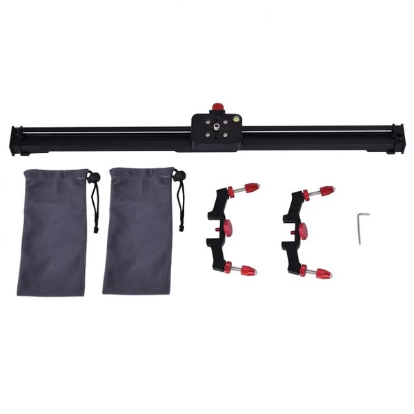 Rail stabilisateur Rail coulissant pour appareil photo caméra Curseur Glissière en alliage d’aluminium 60 cm noir