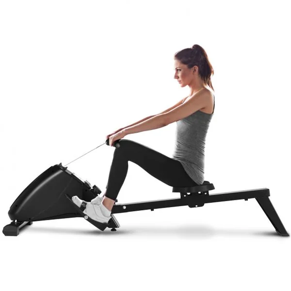 Rameur d'Appartement Pliable à Résistance 10 Niveaux Ecran Lcd Capacité 120kg Musculation Des Bras Cardio-Training Noir