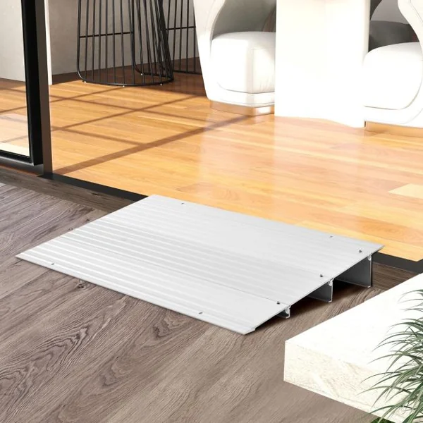 Rampe de Seuil de Porte de 8,5cm avec Hauteur Réglable en Aluminium Antidérapante Charge 317KG pour Fauteuils Roulants