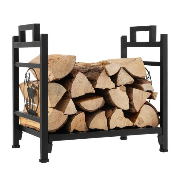 Range Bûche Intérieur, Porte-Bûches Métal Charge 30 kg pour Rangement Bois Intérieur Porte Bûche Cheminée pour Poêle Foyer Motif d'Élan 46 x 33 x 46 cm