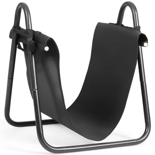 Range-bûches Extérieur avec Support en Toile pour Bois de Cheminée en Métal 46,5 x 43 x 52cm avec Poignées Base Triangulaire