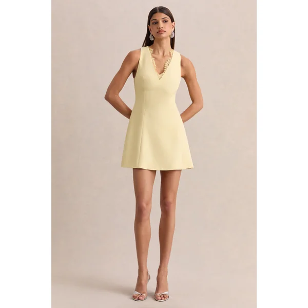 Raya | Mini-robe citron à décolleté plongeant