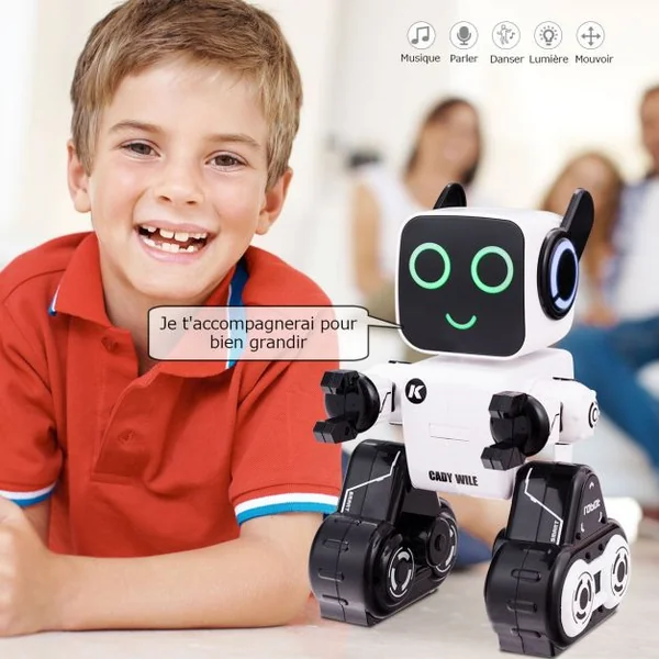 Rc Robot Intelligent Radiocommandé pour Enfant Danse et Chante Distance 15m en Abs 257x168x141cm Blanc
