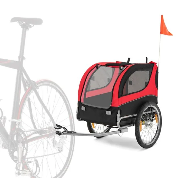 Remorque de Vélo pour Animaux de Compagnie jusqu'à 40 KG avec Roues de 50 cm et Toit Ouvrant pour Chiens/Chats Bleu/Rouge/Gris