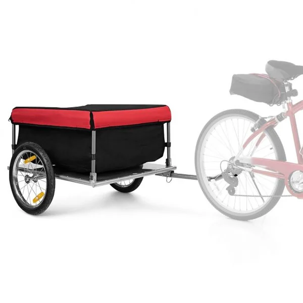 Remorque de Vélo/Bicyclette 16" Chariot de Transport Pliable Capacité 40KG en Acier 75 x 60 x 36 cm, Rouge+Noir