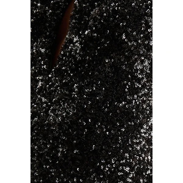 Renelle | Robe longue noire à dos nu en sequins