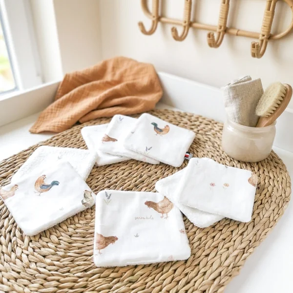Reusable baby wipes set of 8, Gallina