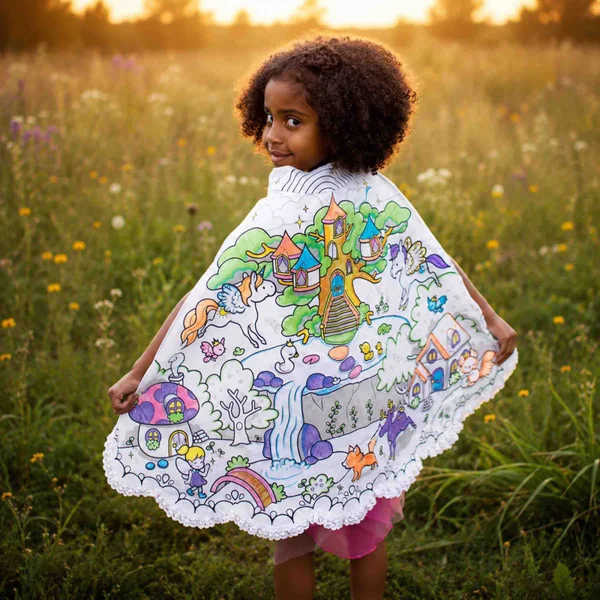 Reversible princess colouring cape