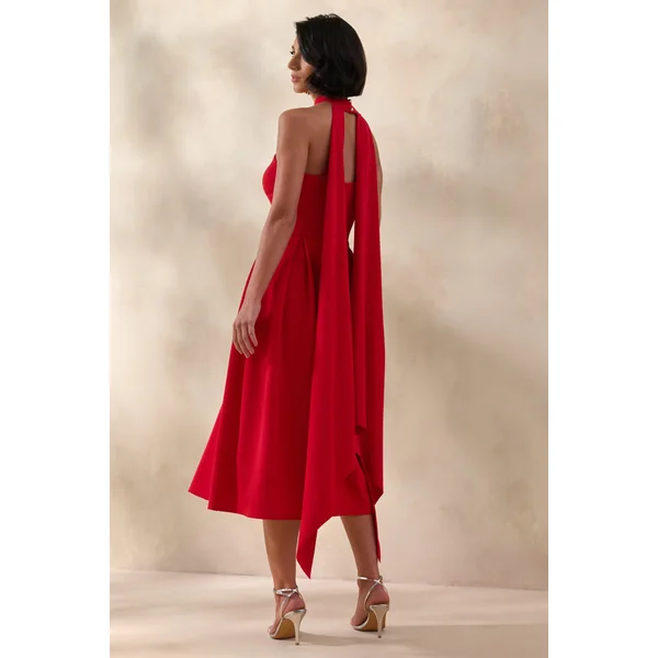 Rhode | Robe mi-longue rouge à encolure dos nu