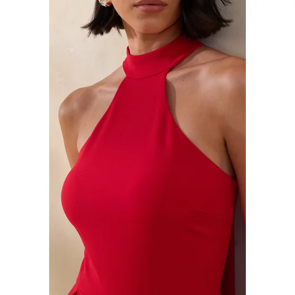 Rhode | Robe mi-longue rouge à encolure dos nu