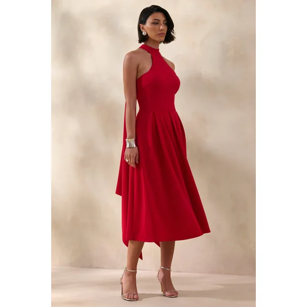 Rhode | Robe mi-longue rouge à encolure dos nu