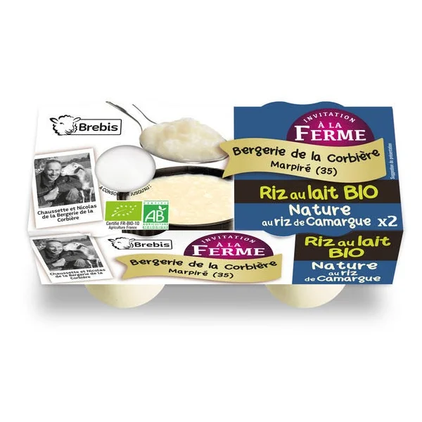 Riz au lait de brebis nature - 2x125g