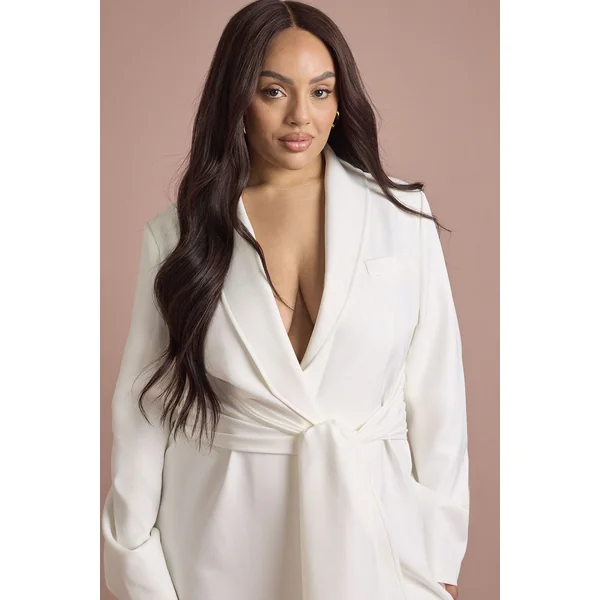 Robe Blazer Grande Taille Avec Ceinture Obi Nouée À La Taille