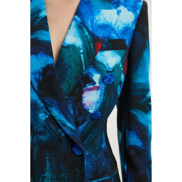 Robe Blazer Mini à Double Boutonnage Imprimée Ajustée Polie Lily Macrae