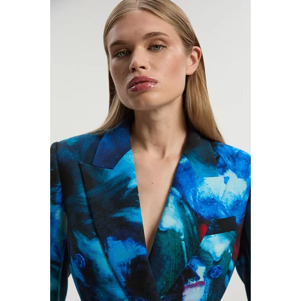 Robe Blazer Mini à Double Boutonnage Imprimée Ajustée Polie Lily Macrae