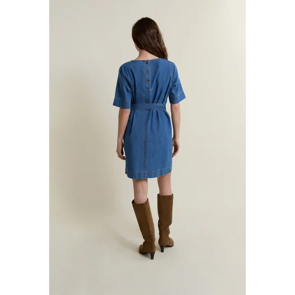 Robe ceinturée en denim