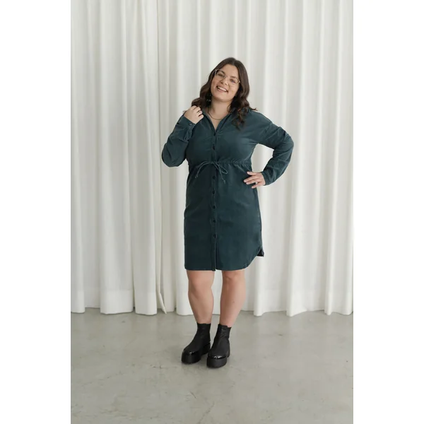 Robe chemise en corduroy - sarcelle