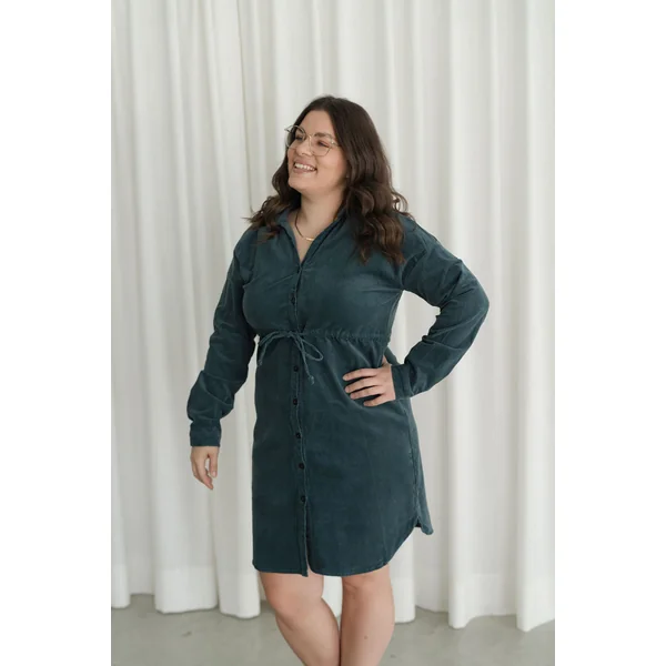 Robe chemise en corduroy - sarcelle